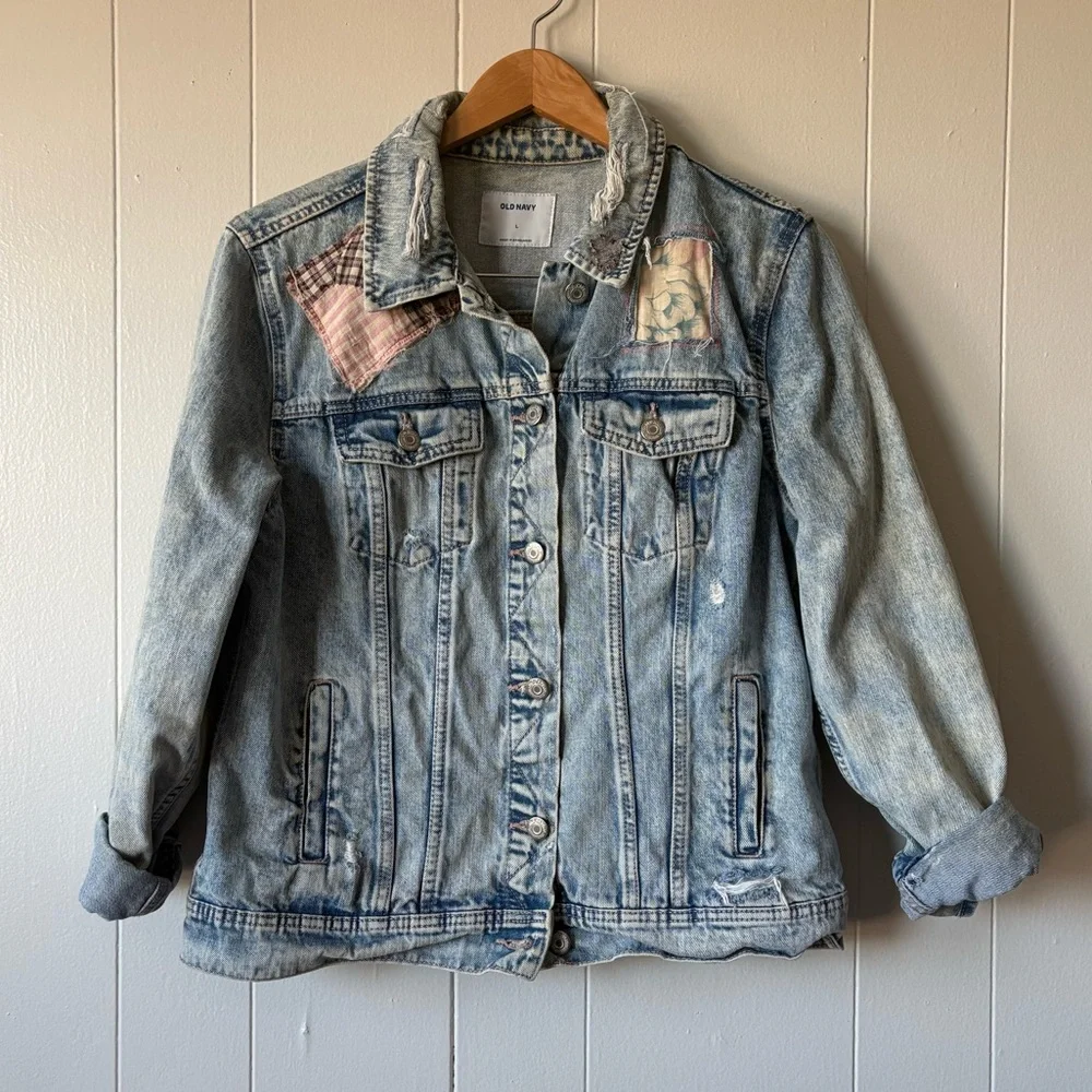 Upcycled Old Navy Patchwork Jean Jacket - Picture 6 of 15